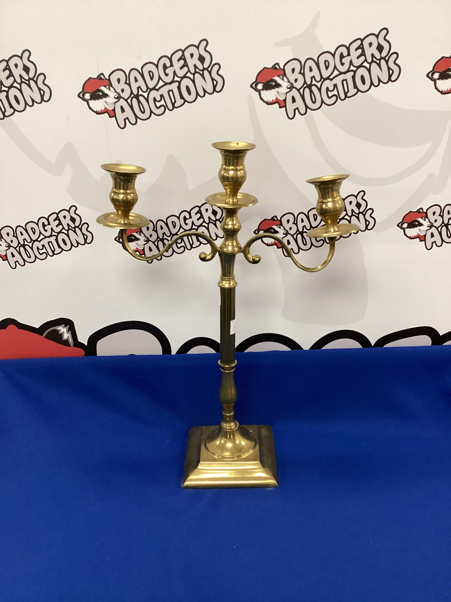 023 Vintage brass tri head Candelabra