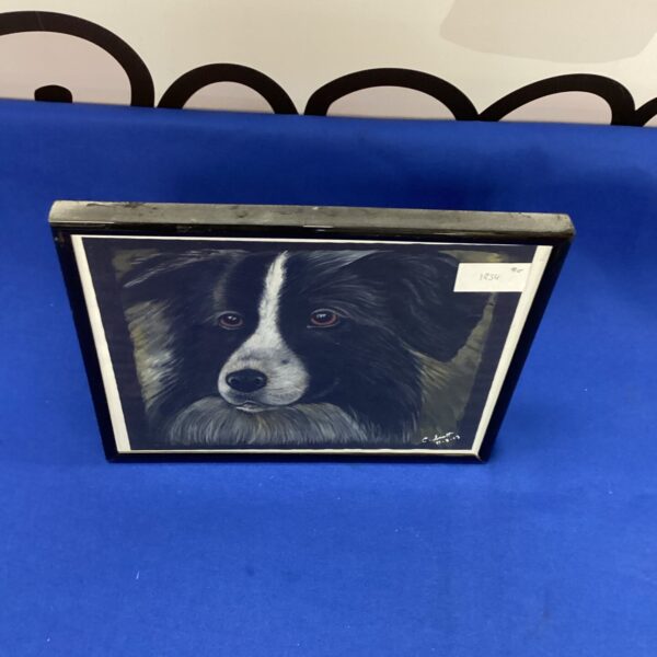 Signed C Scott dog drawing, detailed pencil canine portrait.