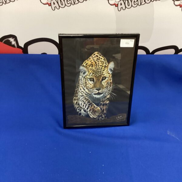 Signed cheetah drawing by C. Scott, wildlife art.