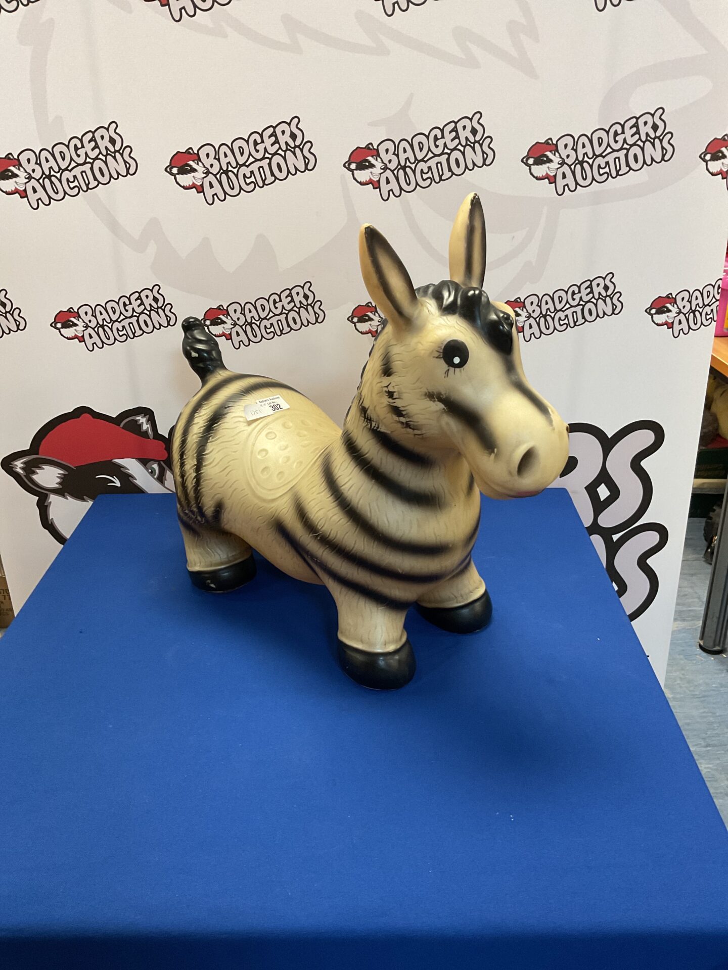 423 Children’s rubber sit on zebra toy