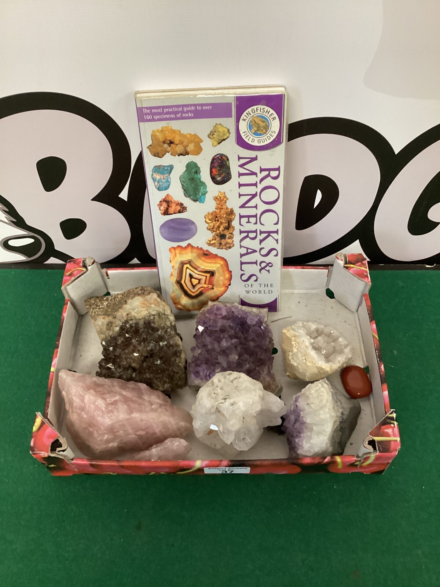 037 Collection of crystals & rocks with book