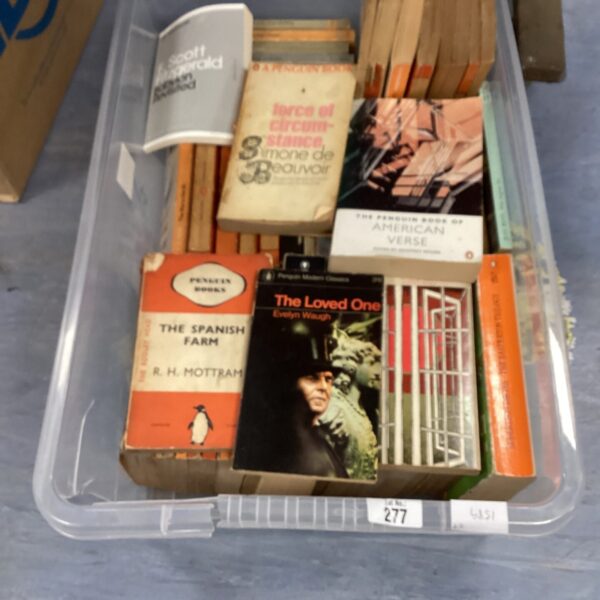 Vintage book lot including Evelyn Waugh and Penguin editions.