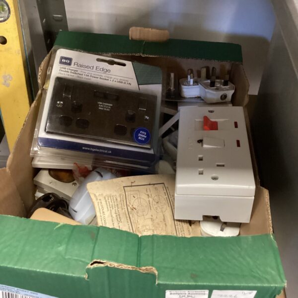 BG Electrical accessories lot including USB charger and switch panels.