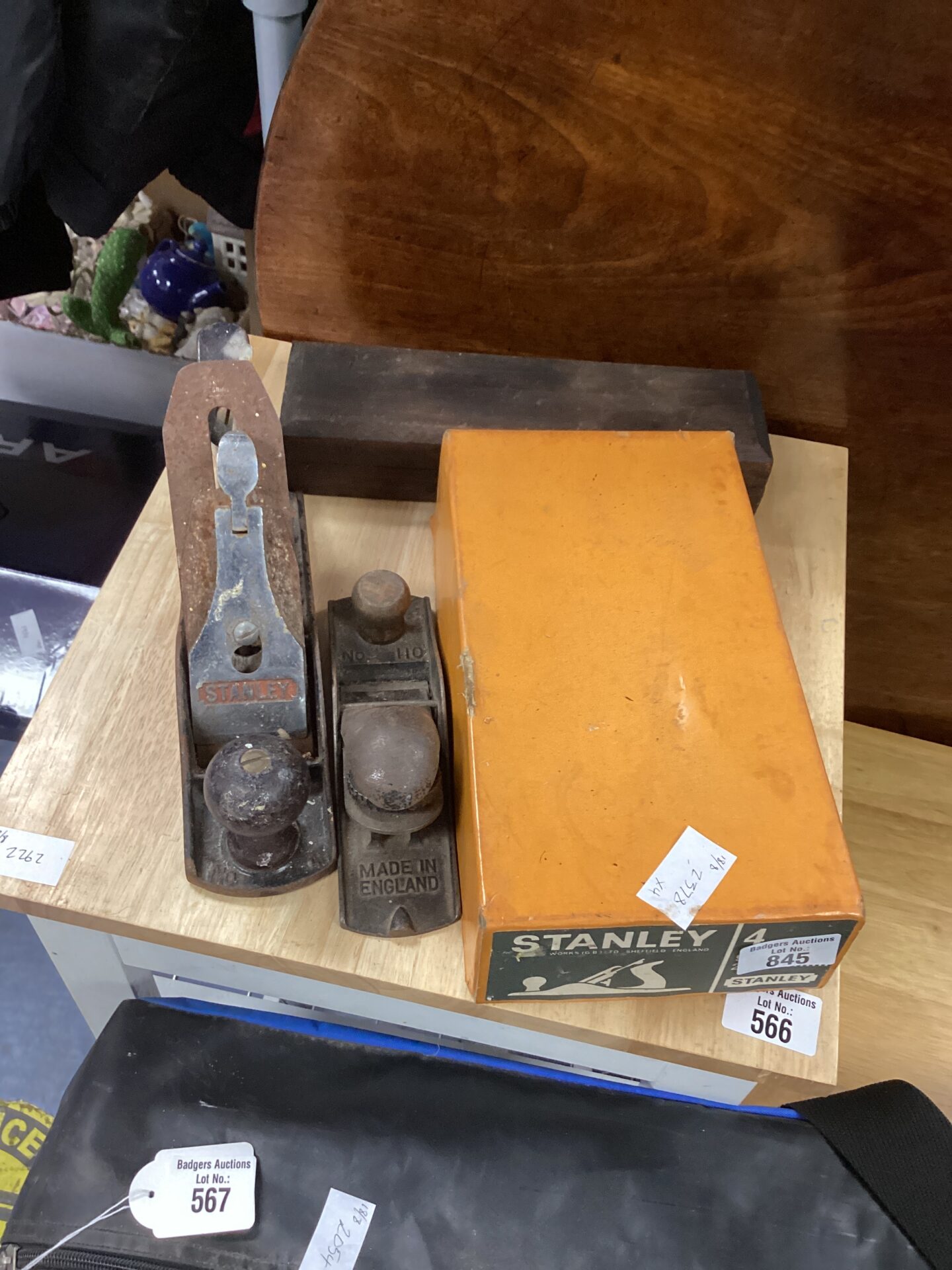 845 Stanley wood planes with sharpening block