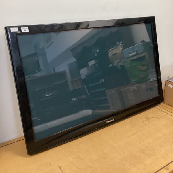 Front view of a used Panasonic Viera 50 inch flatscreen television.