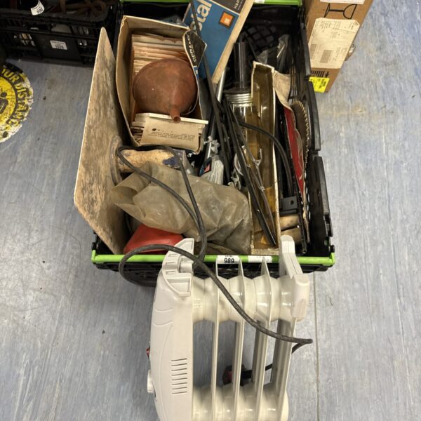 Assorted shed clearance lot with various tools and hardware.