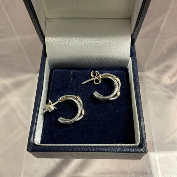 Vintage gold on silver hoop earrings, elegant fashion jewellery.