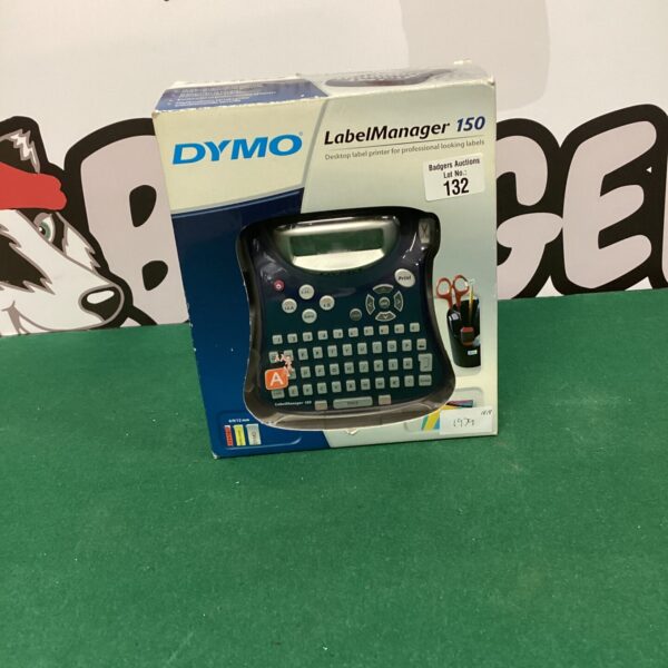 Dymo LabelManager 150 handheld label printer in grey plastic.