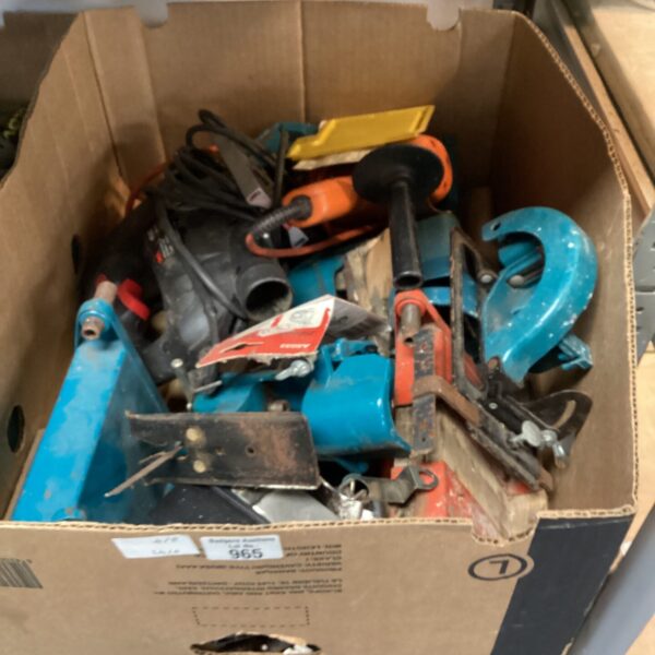 Mixed lot of power tools and accessories for DIY projects.