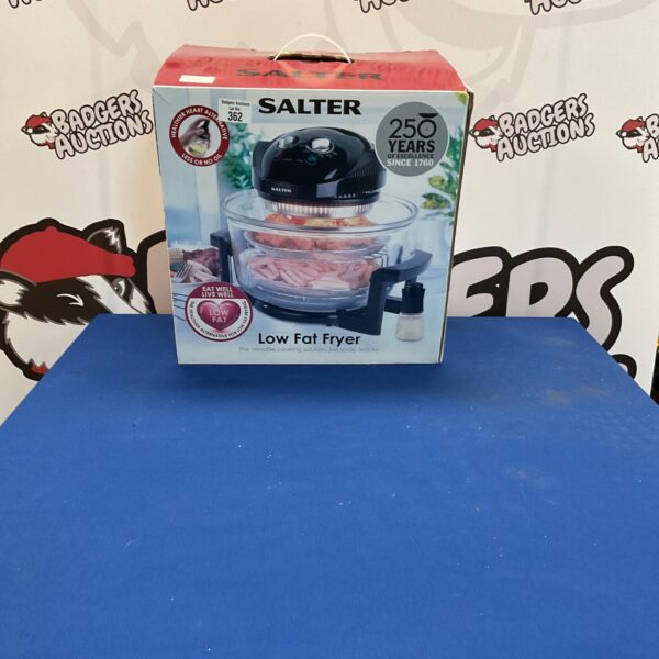 Front view of a Salter low fat fryer kitchen appliance.