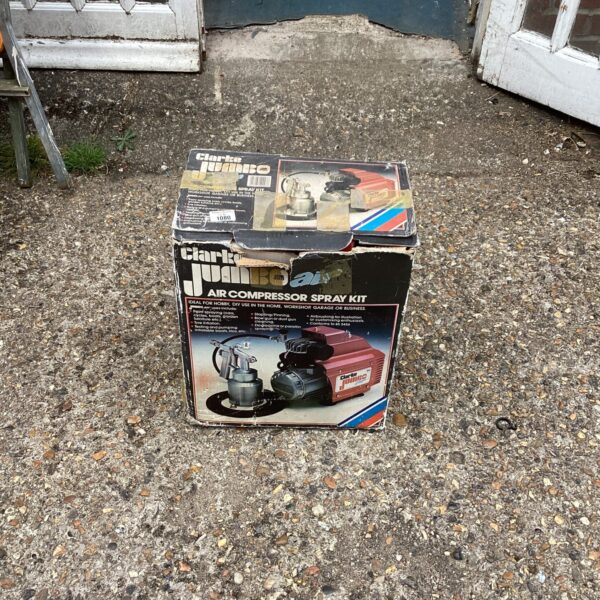 Vintage Clarke Jumbo Air Compressor Kit with spray gun.