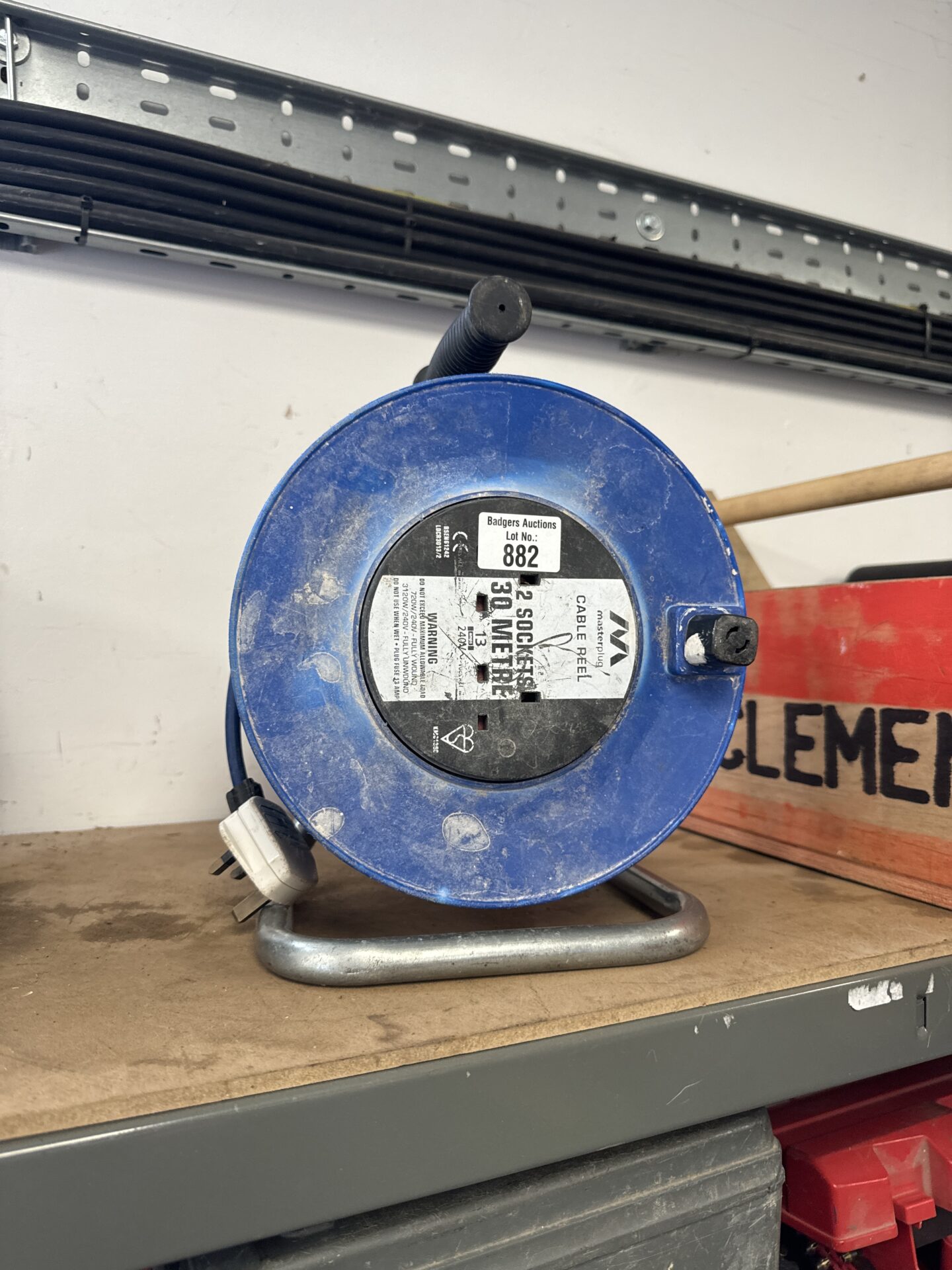882 Masterplug 30m two gang extension reel