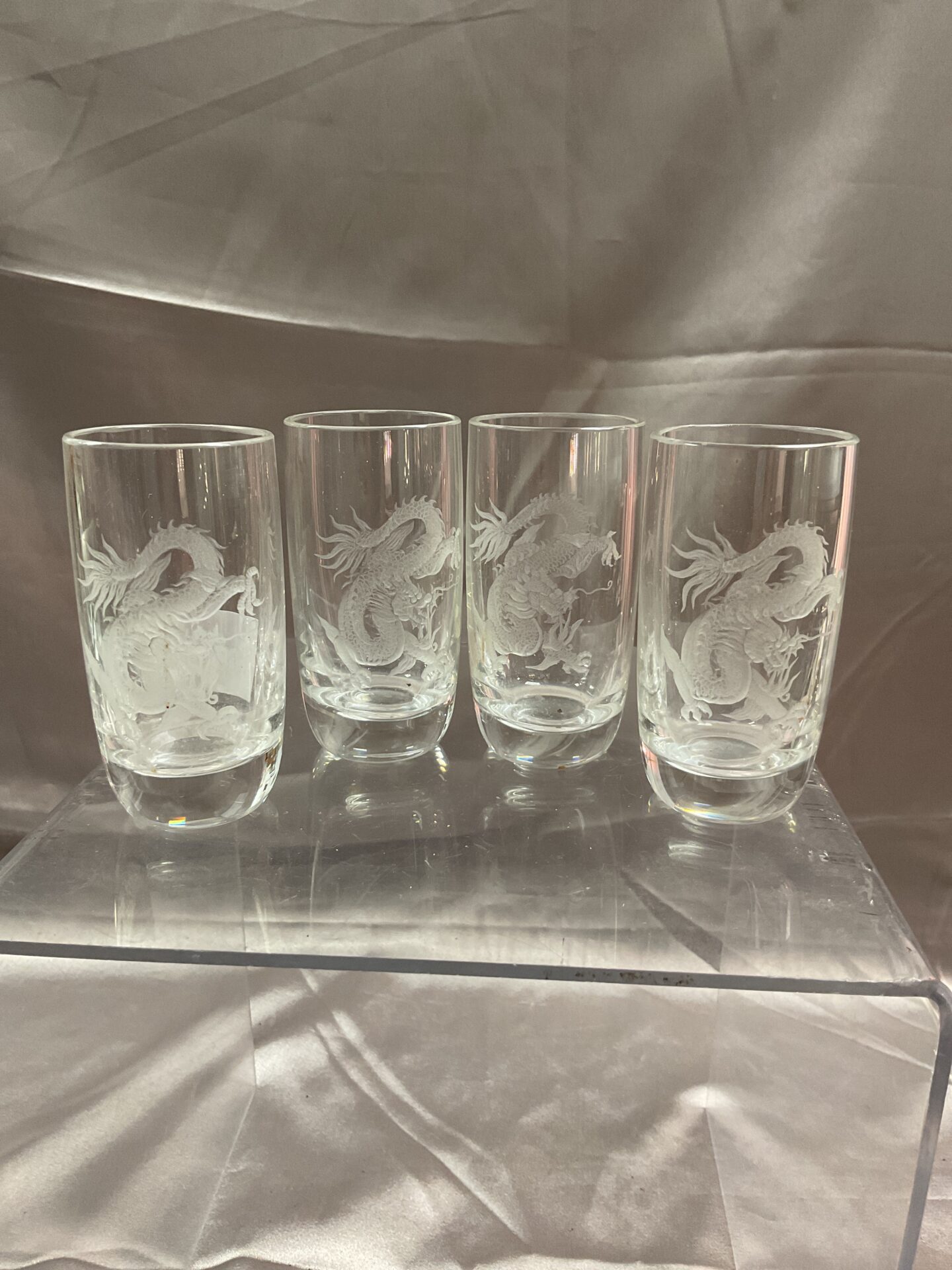792 Four Dragon Hand Engraved shot Glasses