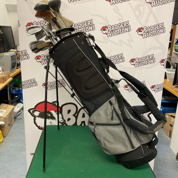 Wilson golf carry bag with clubs, ideal for sports equipment.