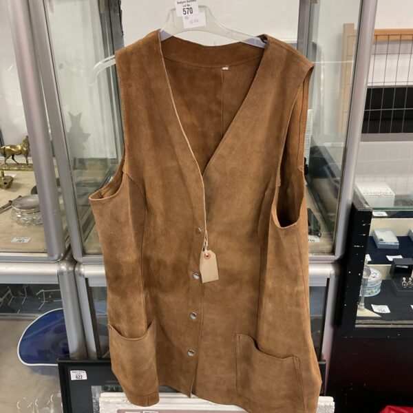 Vintage brown suede shooting vest for country pursuits.