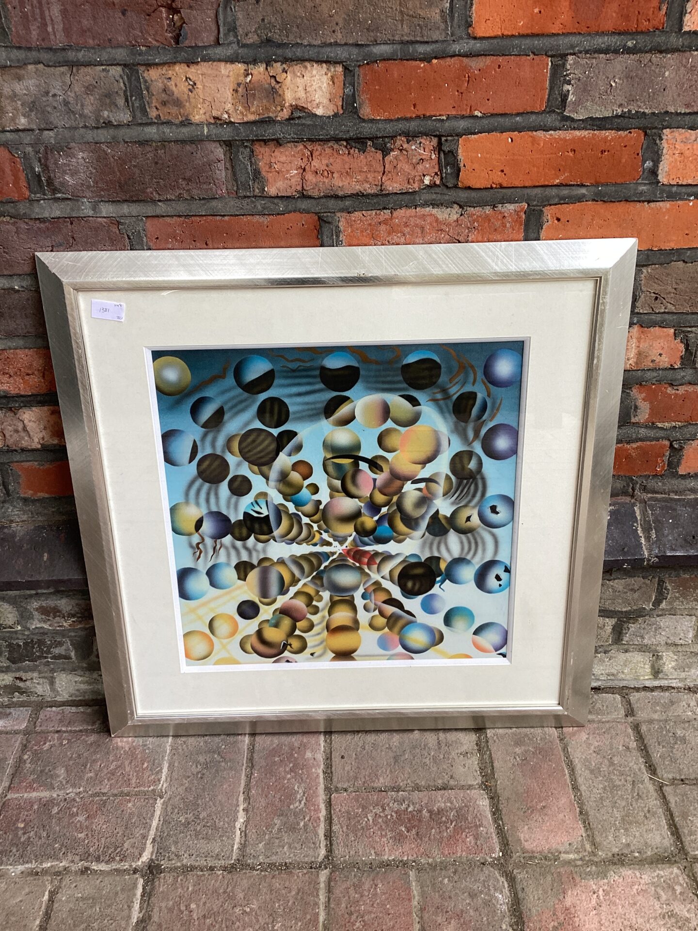 005 studio framed surrealist painting of face emerging from a void