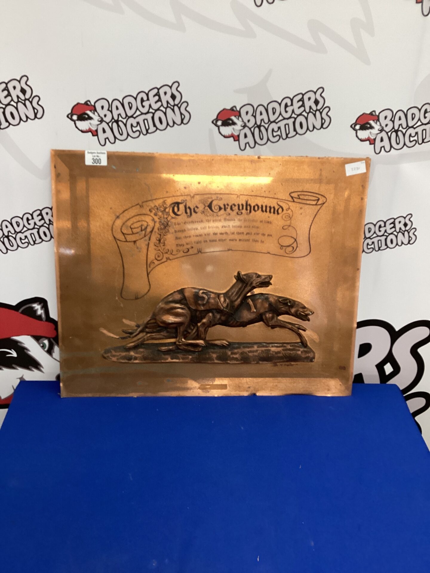 300 Copper and Resin Greyhound Plaque