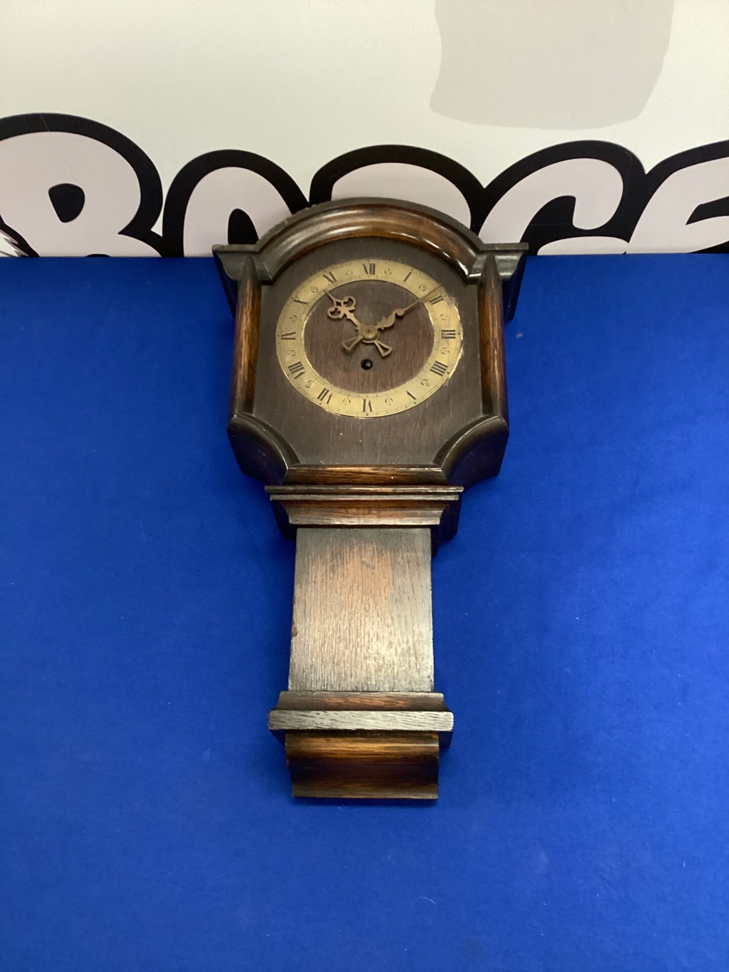 031 Antique oak cased mechanical wall clock