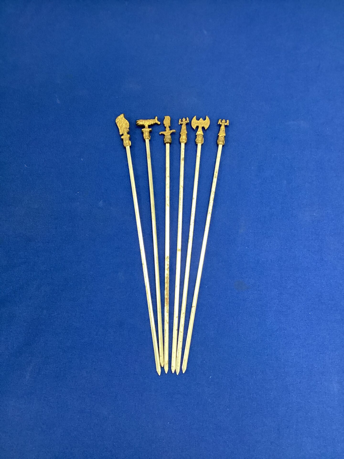 041 Set of six brass topped scewers