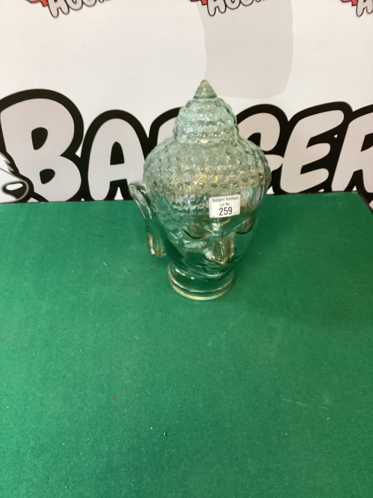 259 Vintage Glass Buddha Head