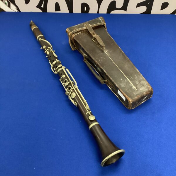 Vintage bakelite clarinet in its original leather case.