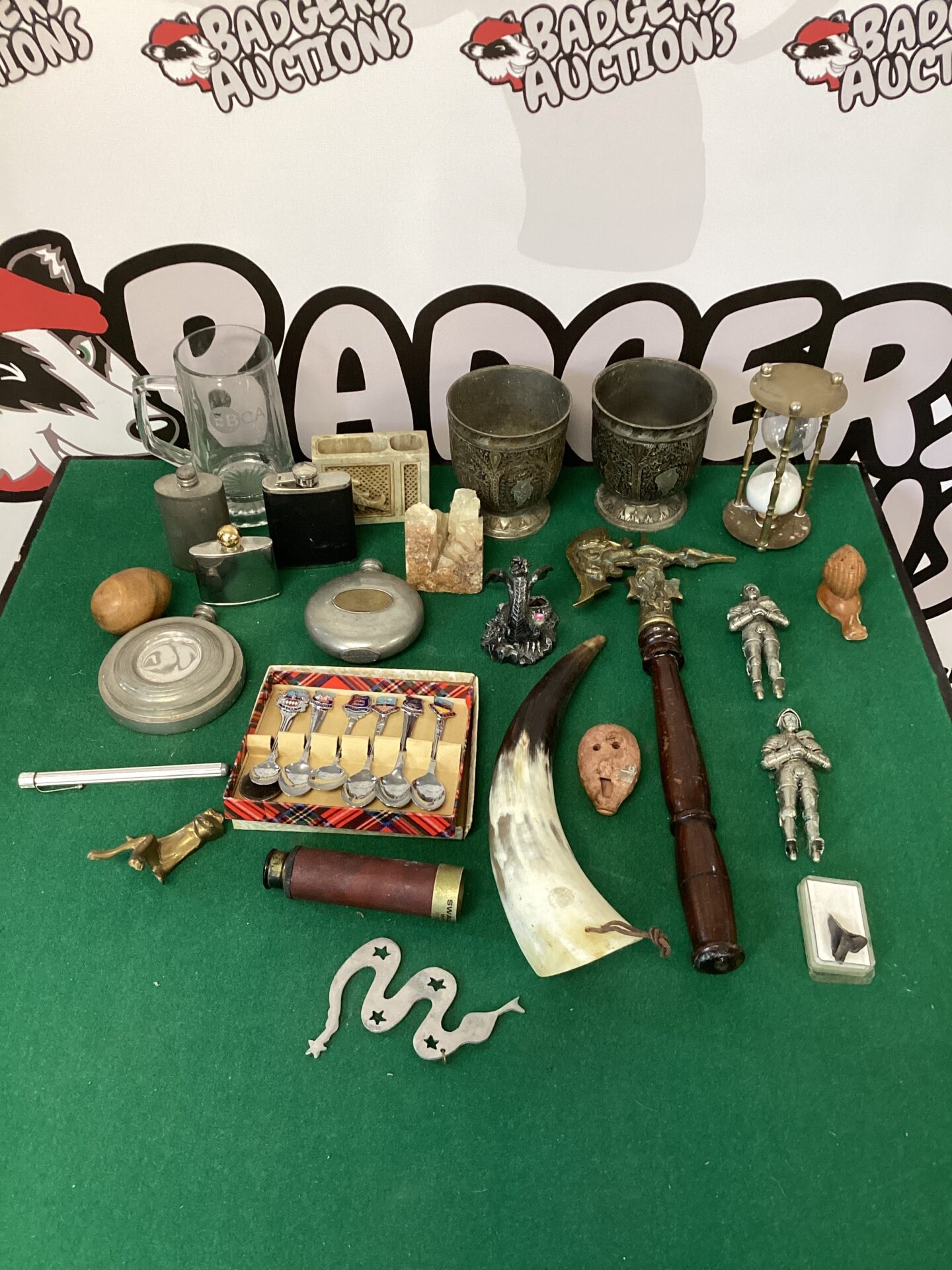 060 Box of mixed collectables including sharks tooth