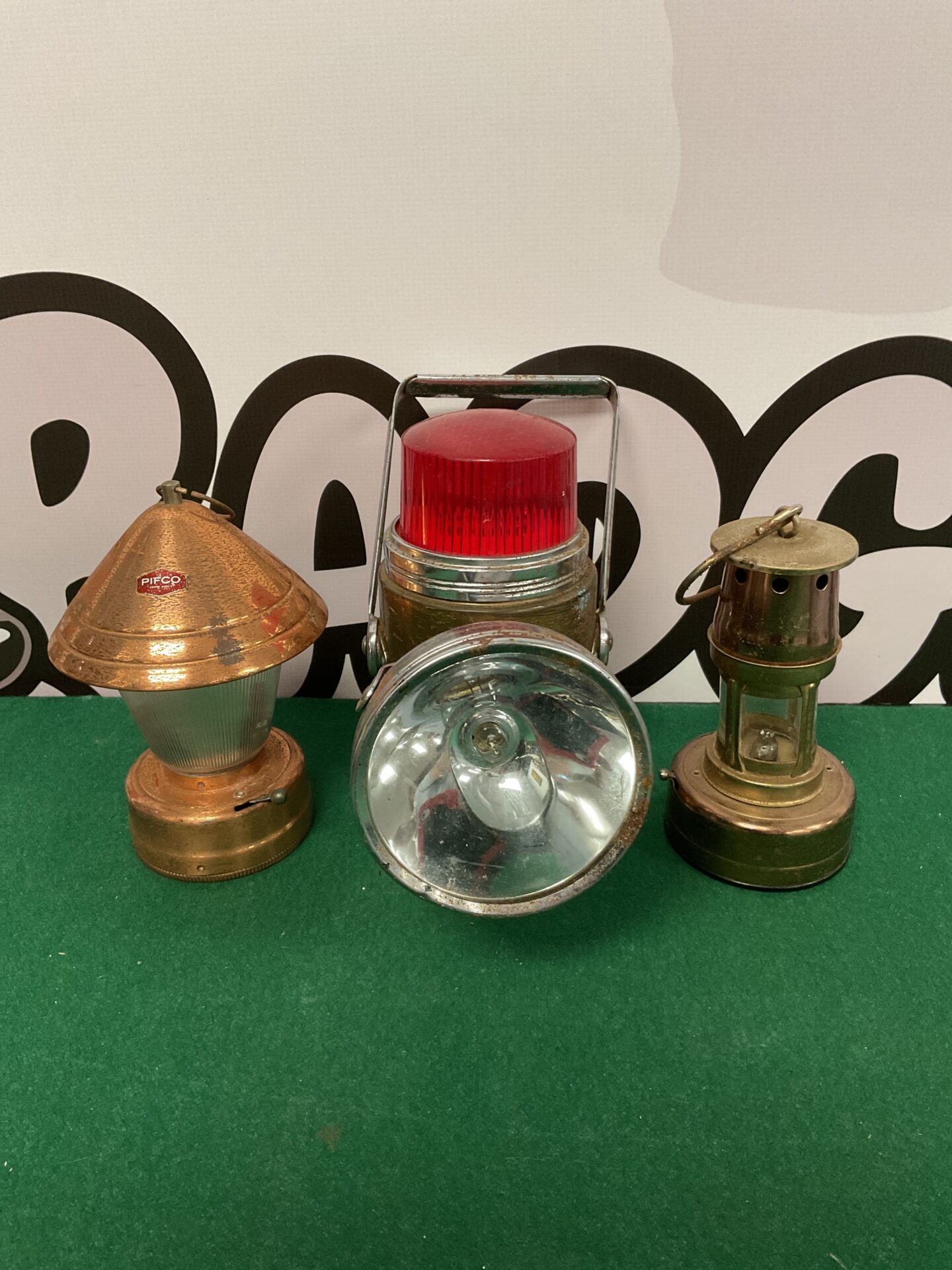 193 Three vintage copper & brass electric lanterns inc pufco