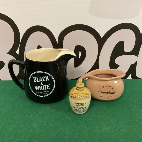 Vintage Black & White Scotch Whisky stoneware pub jug.