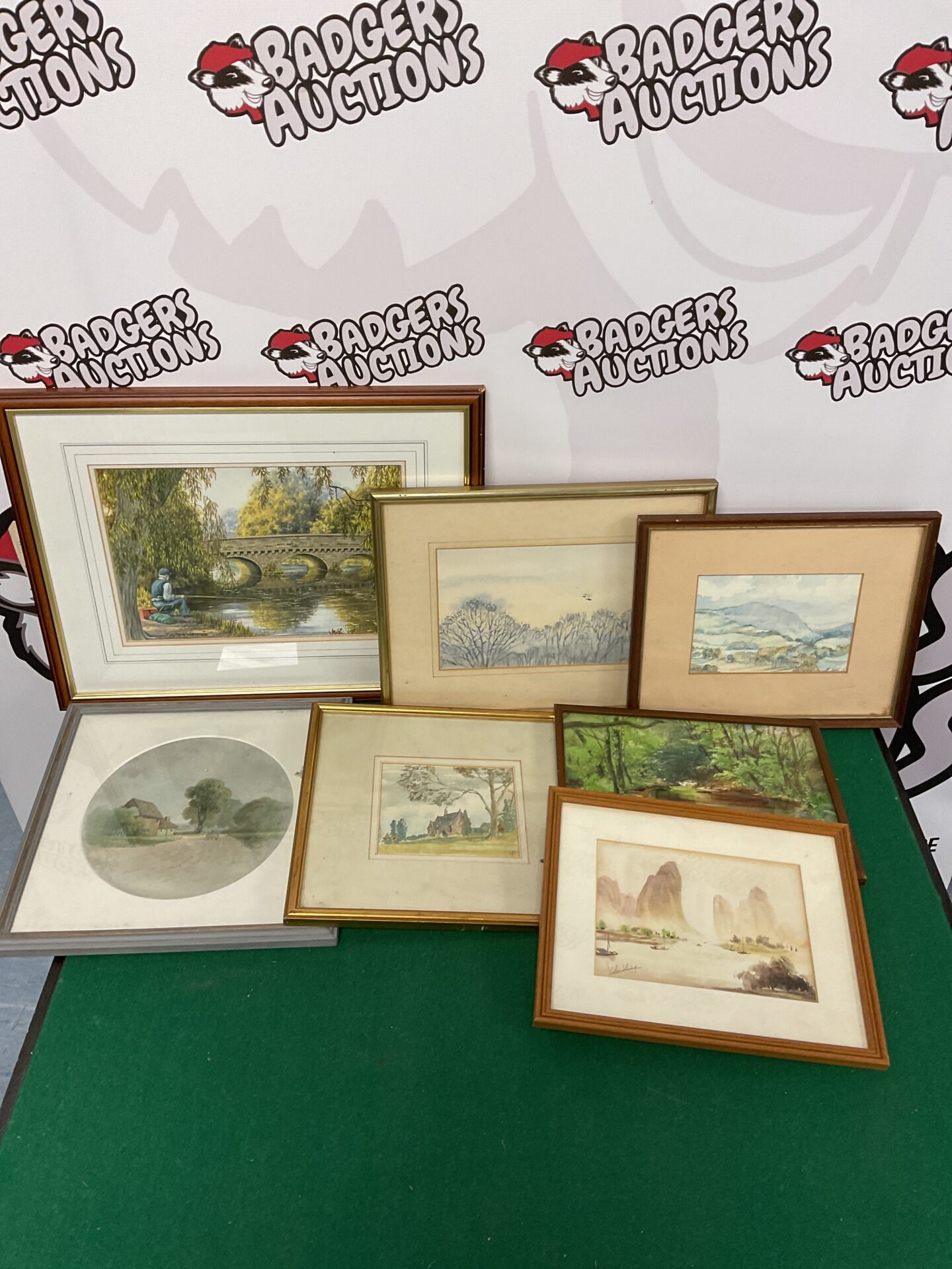 664 Collection of Seven framed original country scene watercolours