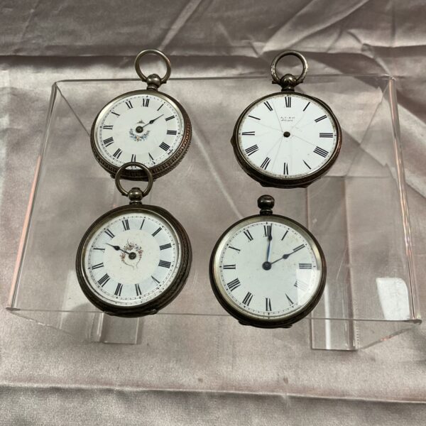 Antique silver fob watch lot for collectors and repair.