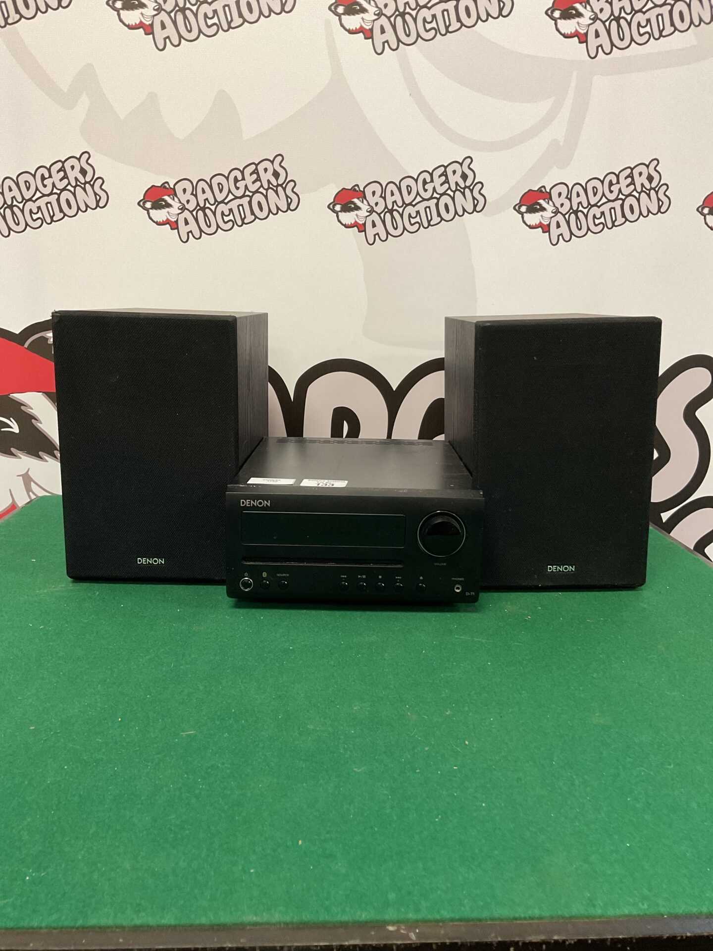 133 Denon CD receiver system with pair of denon speakers