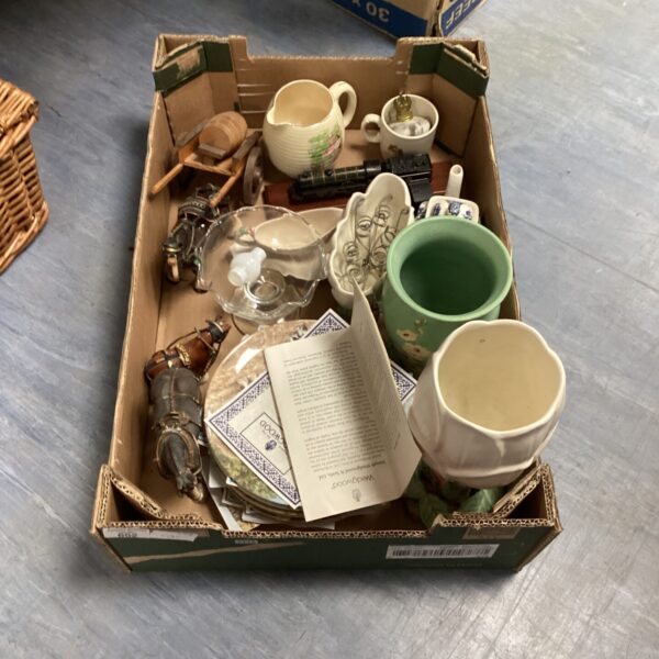 Vintage mixed lot of collectibles including a cart horse model.