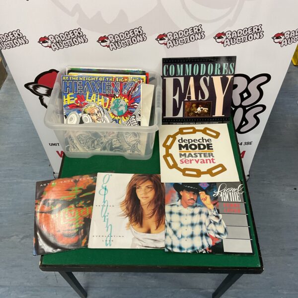 Vintage vinyl record collection featuring Commodores and Lionel Richie.