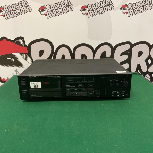 Vintage Kenwood KX-550HX stereo cassette deck, black hi-fi equipment.