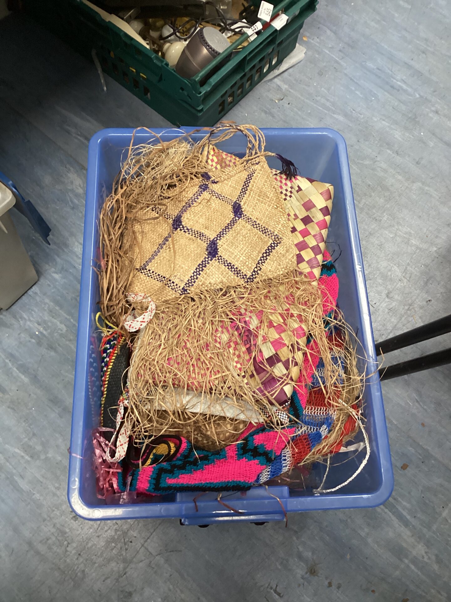 438 blue tub of mixed blankets from papua new guinea
