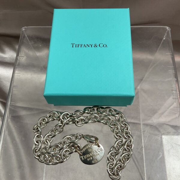 Vintage Tiffany & Co. silver cable link necklace, approximately 18 inches long.