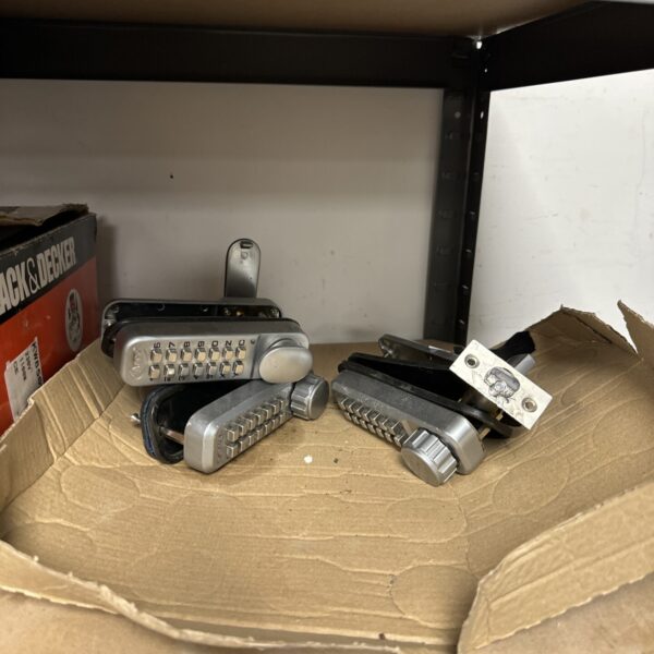 Three Yale key code door locks in used condition.