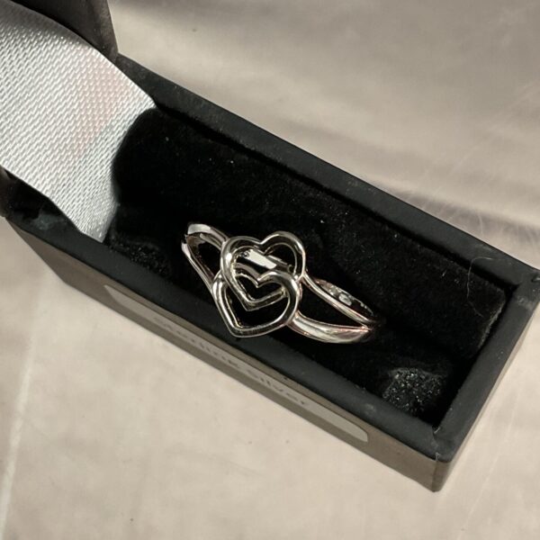 Silver double heart ring size N, fashion jewellery.