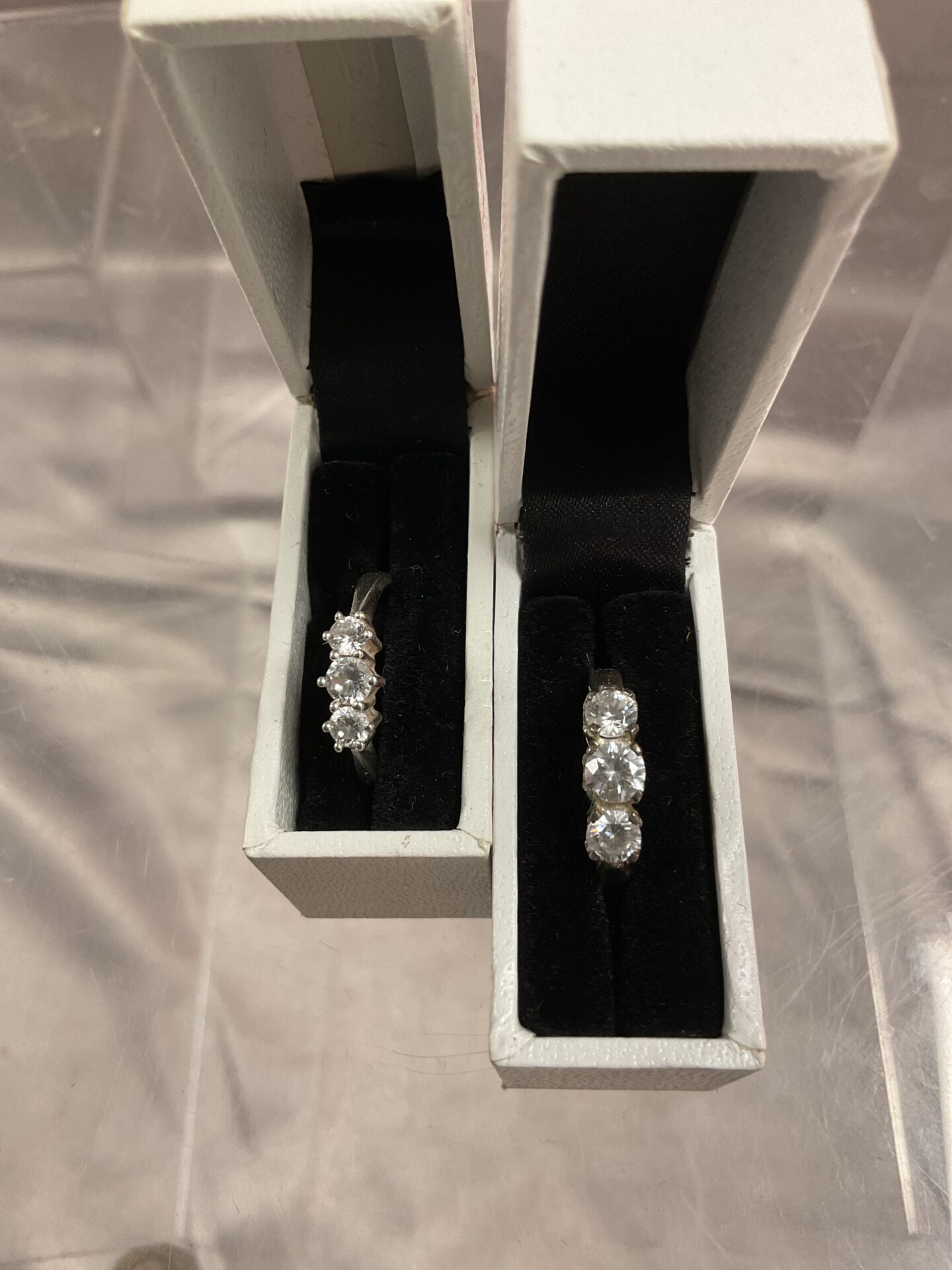 854 old english 2×3 stone moissanite sterling silver rings size n