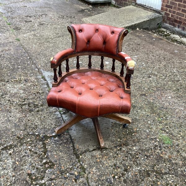Vintage leather Captains chair for restoration project.