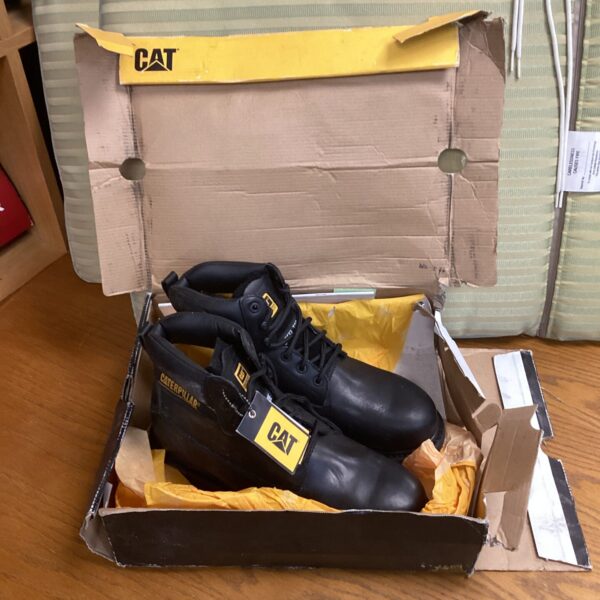 New Caterpillar size 11 safety boots in original box.