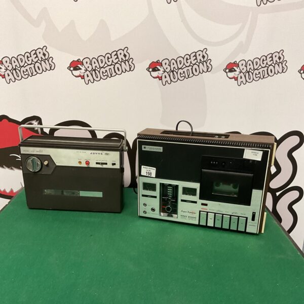 Vintage tape recorders, Sharp RD-303 and Standard SR-T1780K, retro audio equipment.