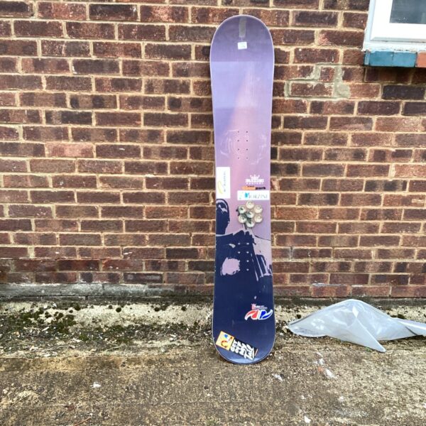 Vintage Avoriaz snowboard with colourful 1990s design.