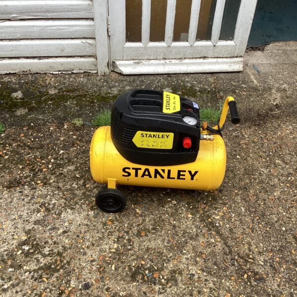 Portable Stanley air compressor for workshop and garage use.