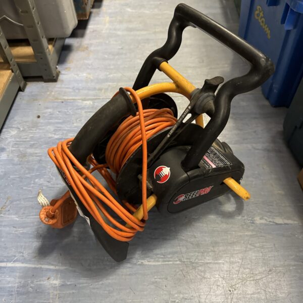 Reelpro single gang extension reel with orange cable.