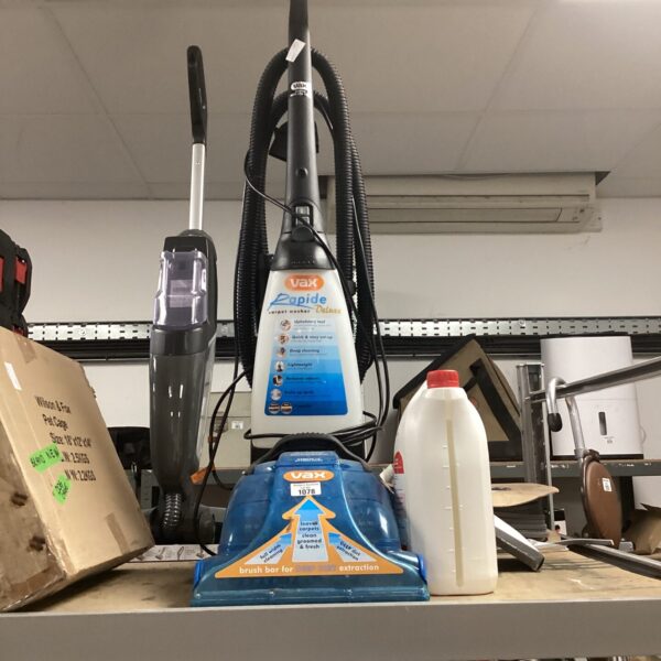 Vax Rapide Deluxe carpet washer with fluid and filters.