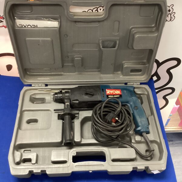 Vintage Ryobi ERH 600v drill in its original carrying case.
