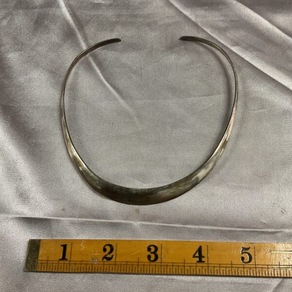 Vintage hallmarked silver choker necklace, elegant minimalist design.