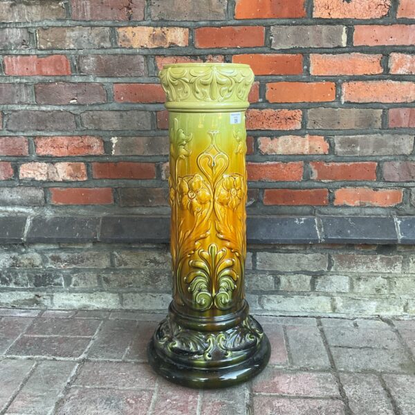 Vintage Leeds Pottery jardiniere stand with graduated glaze.