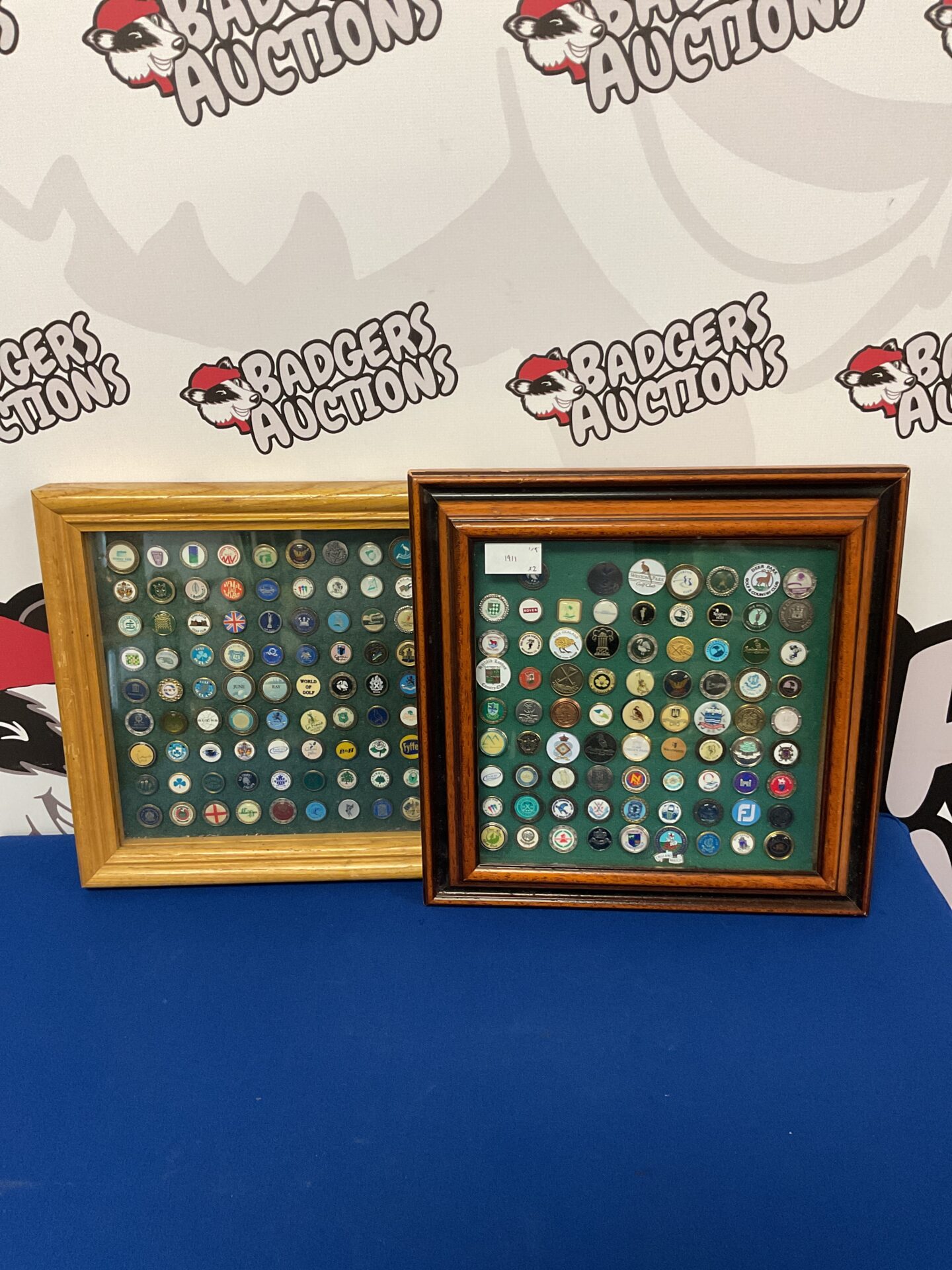 032 Collection of framed golf ball markers